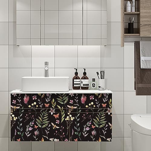 Papier peint vinyle motif aquarelle fleurs papillons 45 x 600 cm