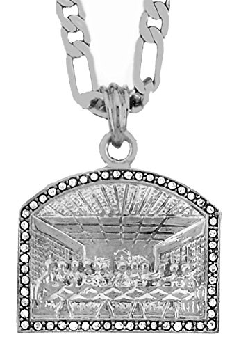 GIFTS INFINITY Silver Tone The Last Supper of Jesus Christ Pendant Men's Pendant with Free 24" Chain