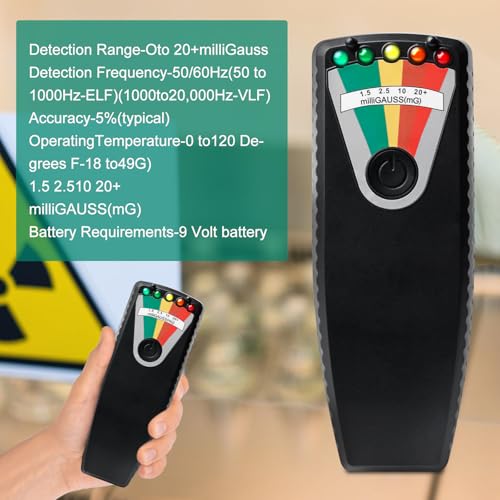 K2 EMF Meter, K2 EMF Messgerät, Strahlungsmessgerät, Handheld Emf Messgerät, 14,3×2,9×5.3 Cm Strahlungsdetektor Tragbarer Für Zuhause, Büro&Outdoor-Inspektionen, 50hz-20.000hz, Schwarz