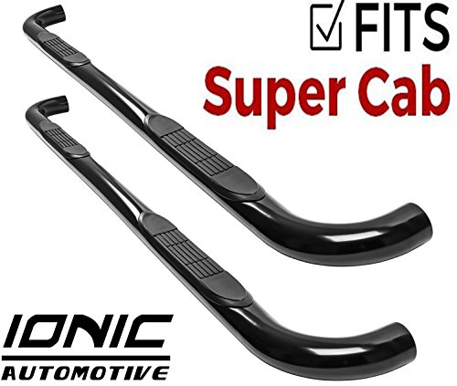Ionic 3" Black (fits) 2004-2008 Ford F150 SuperCab Only Nerf Bars Side Steps