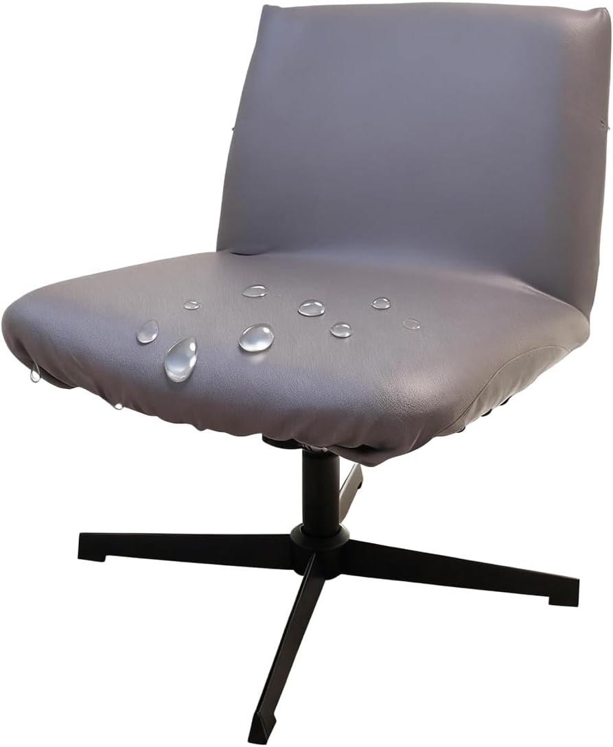 Waterproof Criss Cross Office Chair Cover Elastic Armless Chair Slipcover | Chair Covers, Universal, Anti-dust, Removable, Stretchable, Washable, Mid Back Wide Seat, Protectors for Dogs, Cats, Pet