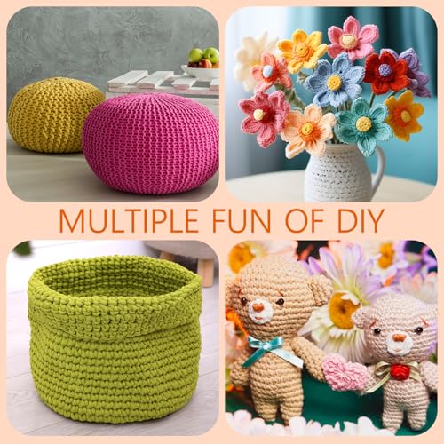 Image of Timgle 18 Pack Beginners Crochet Yarn Cotton Yarn for Crocheting and Knitting with Easy to See Stitches Cotton Nylon Blend Yarn for Crochet Kit Making(Vivid Colors)