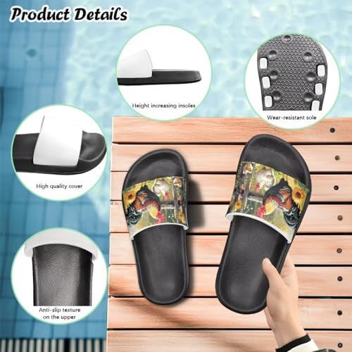 Image of Unisex Slides for Girls Boys Comfortable Slippers Slides Non-slip Shower Shoes House Fashion Thick for Indoor & Outdoor Gifts