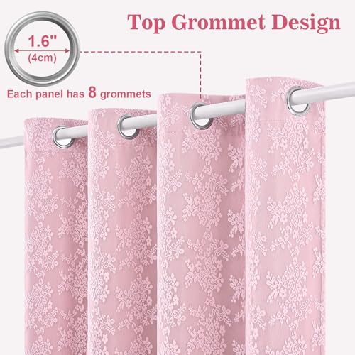 Image of Yinhua Pink Blackout Curtains Double Layer Curtains for Bedroom 84 Inch Length Nursery Curtain for Living Room, Grommet Drapes with Tiebacks, 2 Panels, 52 inch W x 84 inch L
