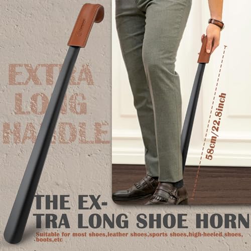 Image of ZOMAKE Long Shoe Horn for Seniors Men,Metal Shoehorn Long handle for Boots, Shoe Spoon Helper