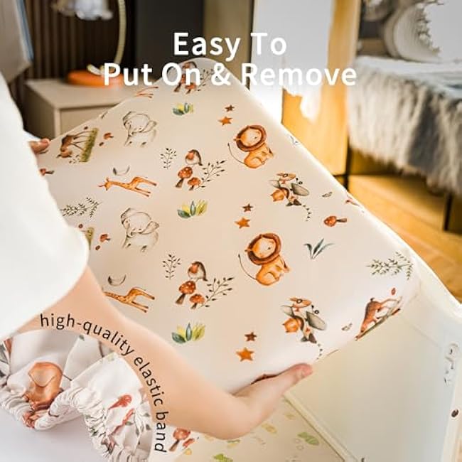 Crib Sheet for Boys and Girls, Super Soft Microfibre Crib Sheet Set, Breathable Cot Sheet, for Cot and Toddler Mattress, 130x70x20cm, 4pcs