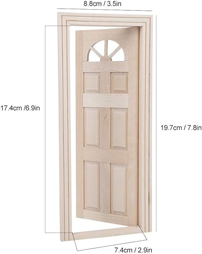 Miniatura 3 de Puerta de casa de muñecas, 1:12 casa de muñecas de madera en miniatura simulada puerta mini ventana modelo juguete accesorio Cargostrap casa de