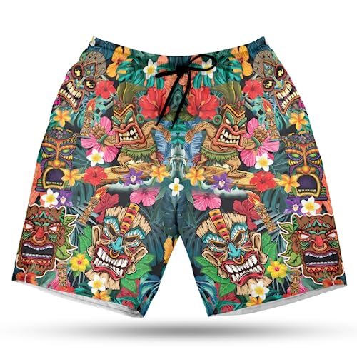 Tiki Men's Swim Trunks - Tropical Summer Hawaiian Shorts for Men, Men's Summer Bathing Shorts Set 10