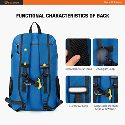 Miniatura 4 de Skysper 30l Mochila Plegable Ultraligera Mochilas De Senderismo Mochila De Viaje Mochilas De Marcha Pequeña Mochila Con Bolsillo Húmedo Para Hombre Mujer Viaje Trekking Deporte Al Aire Libre