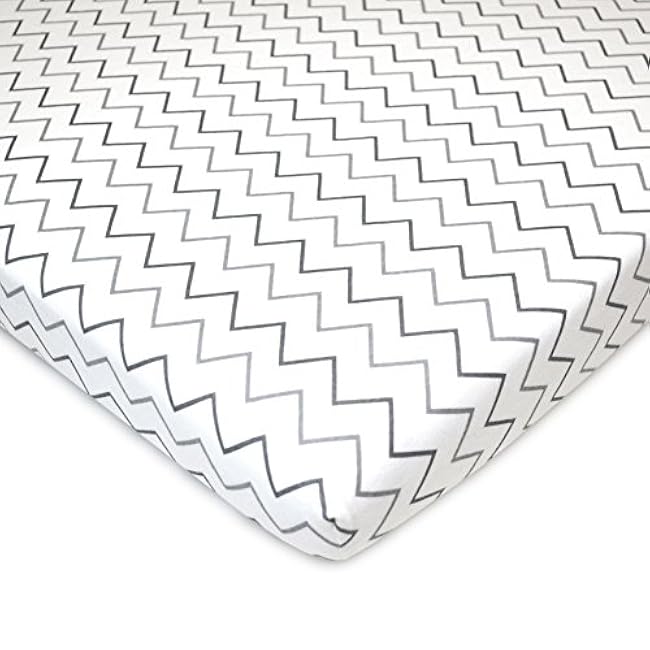 American Baby Company 3 Pack 100% Natural Cotton Fitted Mini Crib Sheets 38 x 24 - Soft & Breathable Small Nesting Portable Sheets, Fits Pack N Play Mattresses, Gray Star/Zigzag, for Boys & Girls