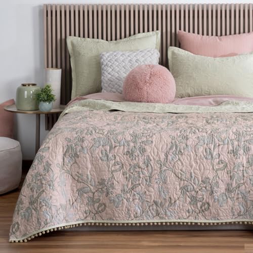 La Mejor Recopilación de Edredon queen size para comprar hoy. 45 ESQUIMAL Edredón Ligero Pinsonic Estampado/Liso Doble Vista con Fundas de Almohada - Colcha Reversible Ideal para Cualquier Temporada del año (Begonia, Queen Size)