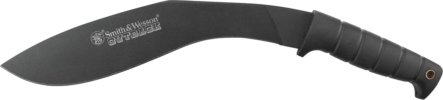 Smith & Wesson Outback SWBH 17in Full Tang Kukri with an 11.9in Stainless Steel Blade and Rubber Handle for Outdoor, Tactical, Survival and EDC