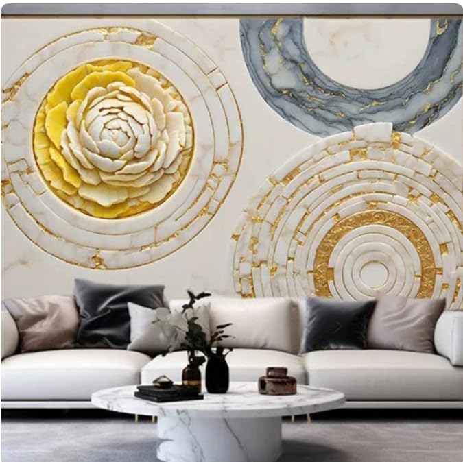 Papier peint panoramique 3D cercle géométrique 400x280cm pour salon