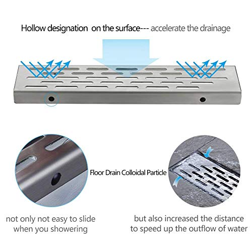 Shower Drain By Embather Linear Shower Drain 12 Inch Floor Drain With Removable Quadrato Pattern Grate Cupc Certified, 304 Stainless Shower Drain Base Hair Strainer And Leveling Feet #TOP3