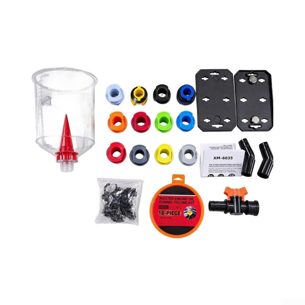 Imbuto Motore 18pz Antiversamento Magnetico(Orange Cap Color Box) | 18 versatili, base magnetica anti-versamento, materiale PE , per olio e coolant