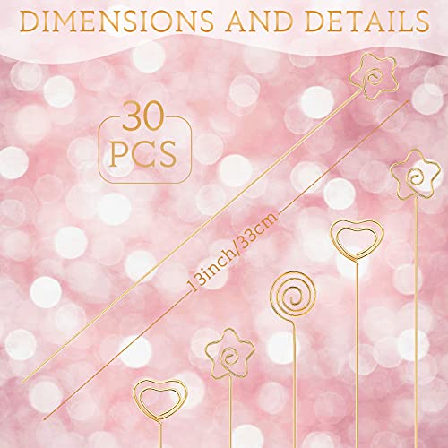 Sunnyray 30 Pieces Metal Wire Floral Picks Wire Place Card Holder Stand 13 Inch Table Name Number Picture Holder Clips Menu Note Memo Holder For Wedding Birthday Baby Shower Party Favor #TOP6