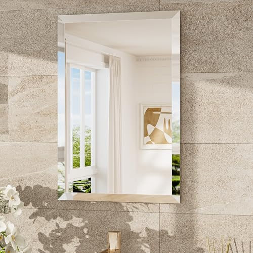 TokeShimi 16x24 Beveled Mirror Bathroom Rectangle, Bathroom Vanity Mirror Frameless