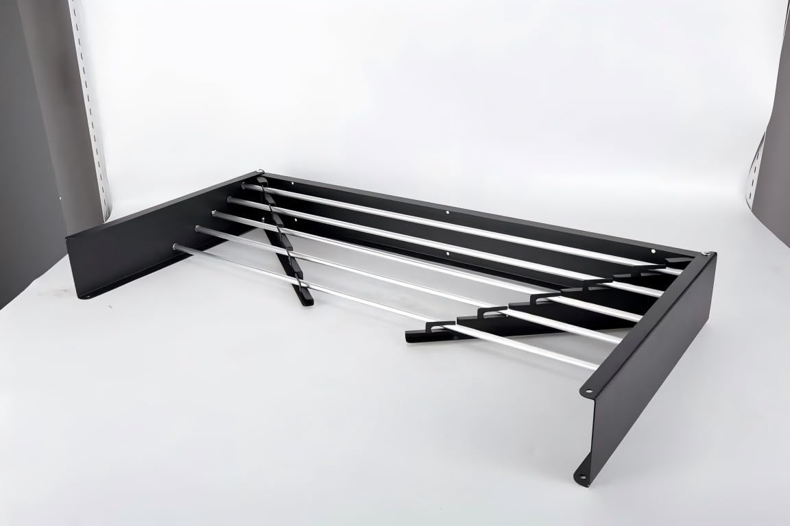 HILLHOUSE Wall Mounted Drying Rack 40 Inch Foldable, Heavy Duty 60 lb Capacity Clothes Airer with Wall Template, Collapsible Space Saver for Bathroom Laundry, 6 Stainless Steel Rods, Black