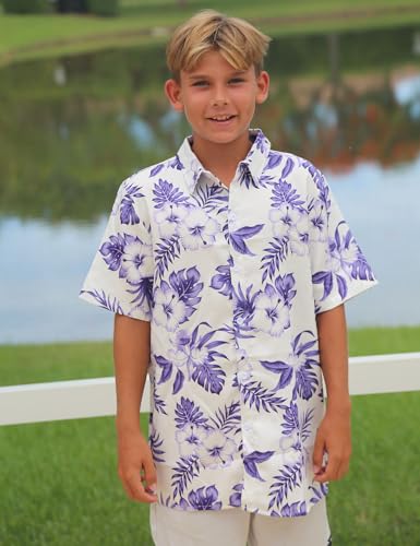 Little & Big Boy's Button Down Hawaiian Shirts Short Sleeve Cool Cartoon Print Dress Tops T-Shirt for Kids 7-14T…2