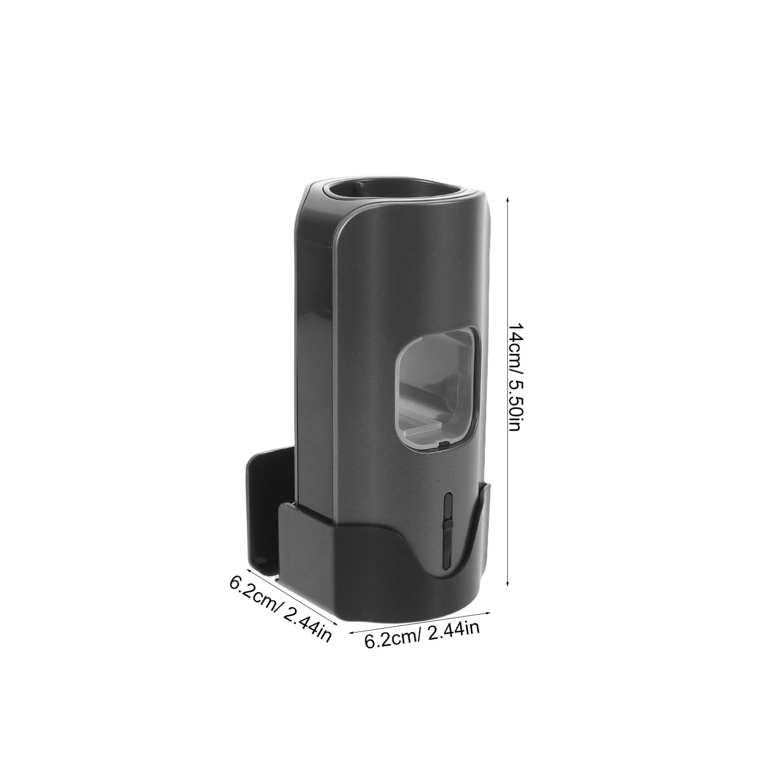 Dispenser Dentifricio Automatico senza Contatto con Porta Spazzolini da Muro in Plastica Nera, con Drenaggio Acqua e Scomparti Regolabili per Bagno