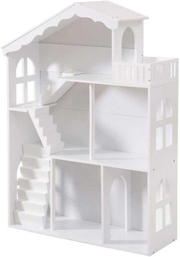 HILIROOM HILIROOM Wooden Dollhouse Bookcase Kids Furniture with Shelves Childrens Toy Storage Organiser Wooden Children Bookshelf Display 32 * 12 * 45in