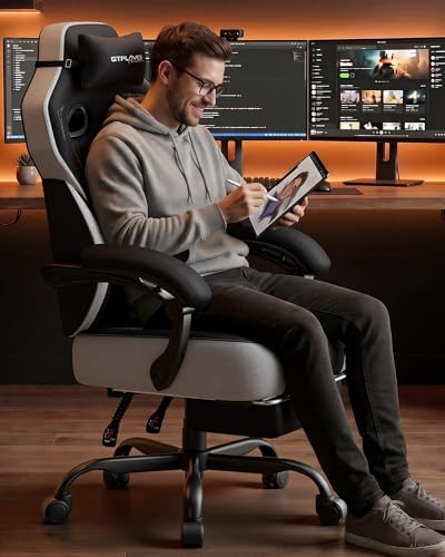 Image of GTPLAYER Big & Tall Gaming Chair, 90-155 Adjustable Reclining Office Seat with Footrest, Ergonomic Comfy Computer Desk Chair for Adults, Home Office Gaming Study Use, Black