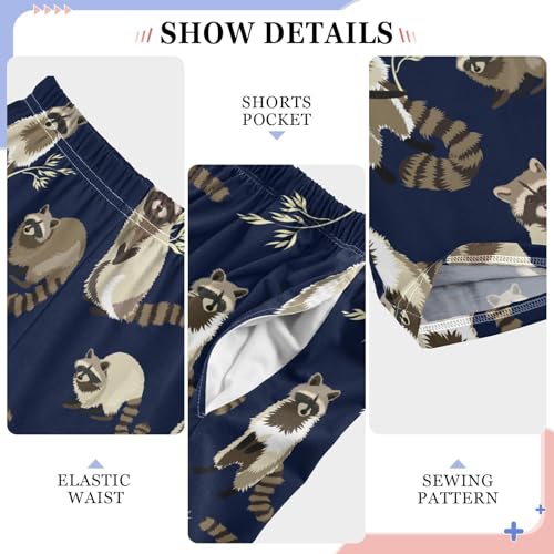 ZZXXB Cute Raccoon Boys Long Pants Soft Trousers Elastic Waist Kids Lounge Bottoms with Pockets S-XL4