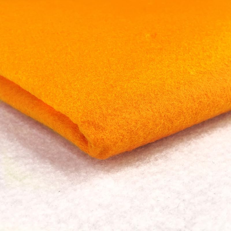 Acrylic Felt Fabric by the Metre - 60" (150cm) Extra Wide, 1mm Thick - Continuous Length Soft Crafting for Sewing, Applique, Decorations & Upholstery - Discount Fabrics LTD(Orange,0.5)
