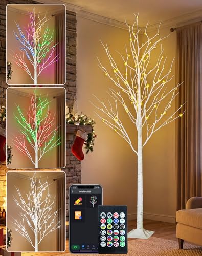 6FT Smart LED Birch Tree App Control RGB Color Changing Light Music Sync