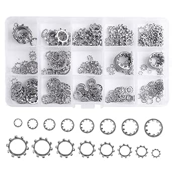 Beenlen 400 Pcs External Internal Tooth Star Lock Washers Assortment Kit, 304 Stainless Steel External &amp; Internal Serrated Lock Washer Assortment Set-Size Included: M2 M2.5 M3 M4 M5 M6 M8 M10 M12