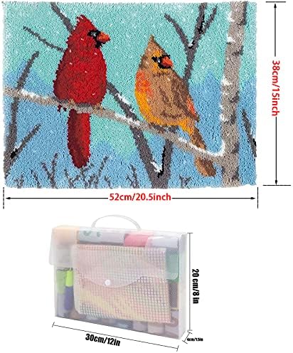 Latch Hook Kits Rug, Cardinal Crocheting Carpet Rug with Printed Canvas for Kids Adults Beginners, 20.5X15 Inch 2 - Cardinal 8