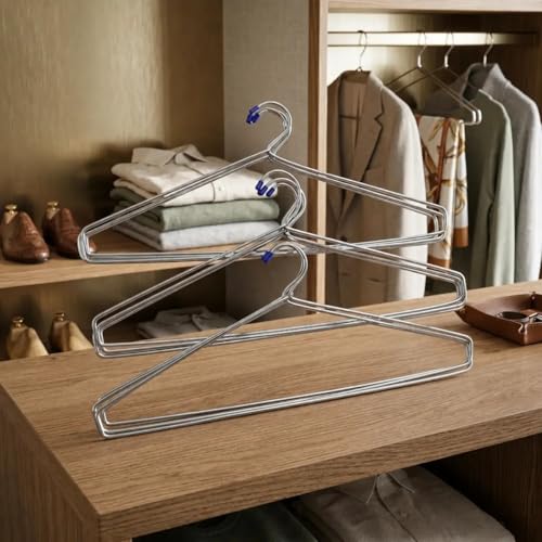 Image of Green Tales Clothes Wire Heavy Duty Stainless Steel Hangers with Non Slip Grooves, Ultra Thin Metal Space Saving Clothing Hanger 16.5 Inch (24)