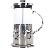Designer French Coffee Press, 8 cup/1 liter, Stainless Steel, Borosilicate Glass