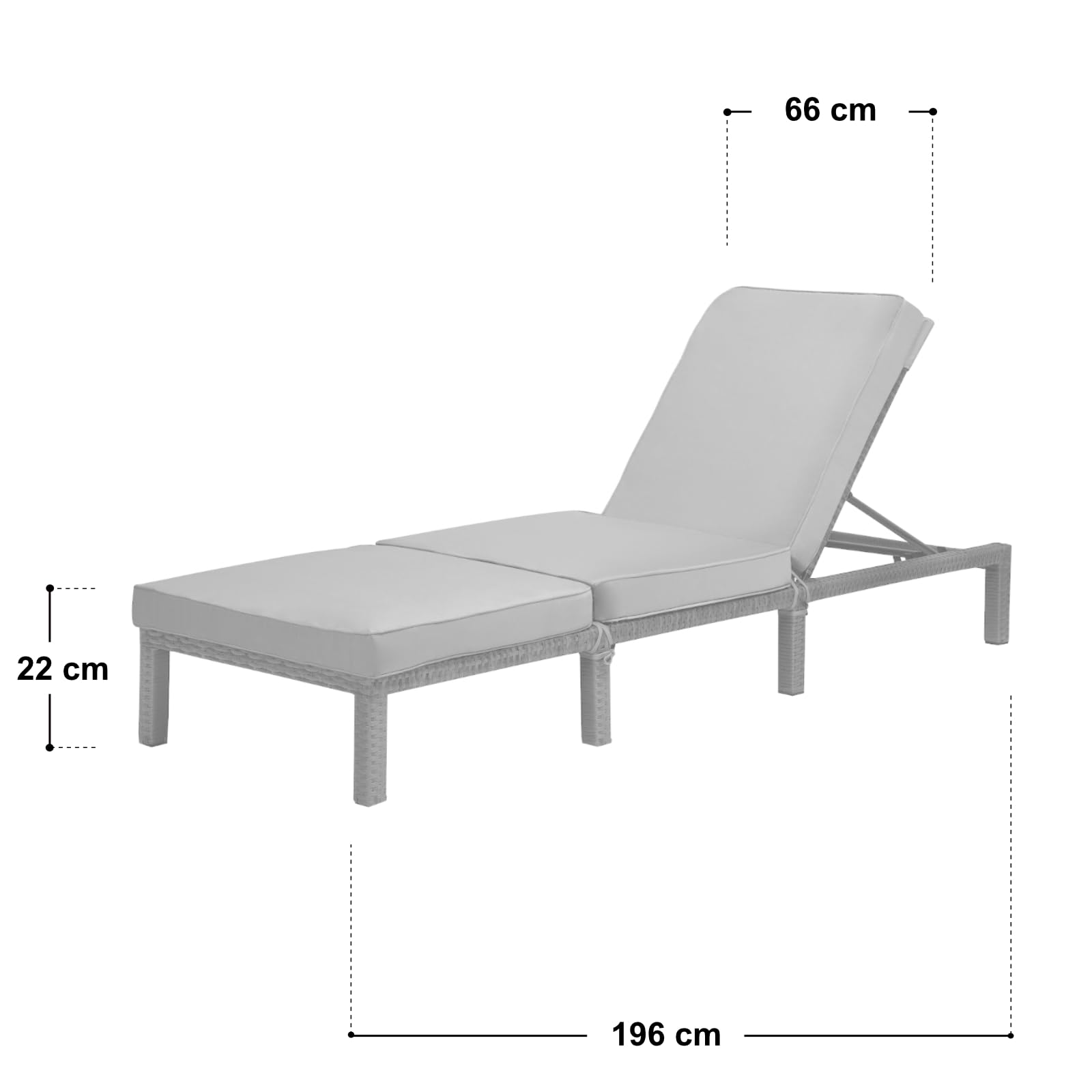 SVITA Peach Gartenliege Sonnenliege Polsterauflage Klappbar Polyrattan Grau