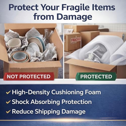 Image of Pangda 1 /4 inch Thick EPE Foam Roll 24 inch x 85' Packaging Foam Roll Protective Cushion Material for Fragile Items Moving, Storage, Packing and Shipping, Non-abrasive Moisture Repellent
