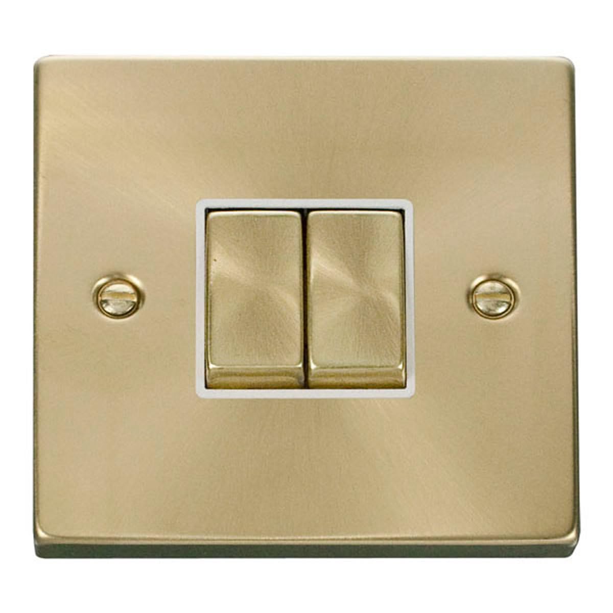 Satin - Brushed Brass 10A 2 Gang 2 Way Ingot Light Switch