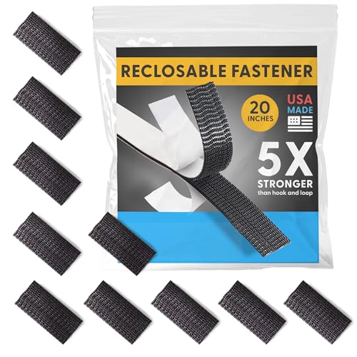 Image of Industrial Strength - Black Indoor /Outdoor Adhesive Mounting Tape - Self Mating Reclosable Fastener Compatible with 3M SJ3550 / SJ3560 Dual Lock