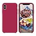 SURPHY Coque iPhone XS, Coque iPhone X, Silicone Liquide Case avec Doux Microfibre Coussin Doublure Cover Protection Bumper Anti-Choc Housse Étui pour iPhone XS/X 5,8 Pouces, Rose Red