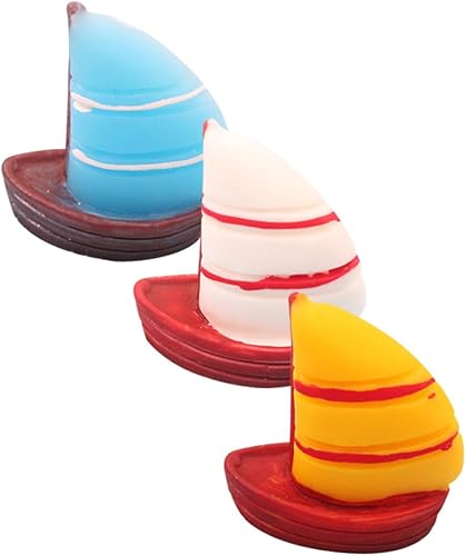 Yardwe 3 piezas Mini velero Decoración de velero Decoración en maceta Adorno de paisaje de velero Mini adorno de velero Bonsai Ornamento Miniture