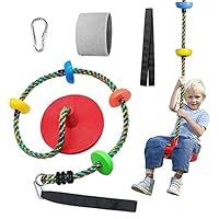 Tree Swing for Kids Backyard Single Disc Rope Climbing Seat for Tree Indoor Outdoor Playground Swing Set Accessories with Thickening Strap-Red