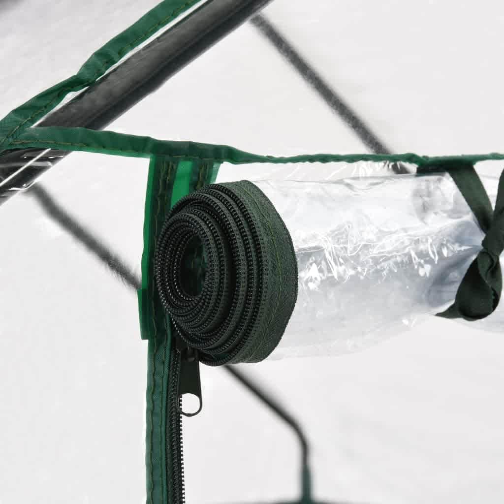 vidaXL Greenhouse with 8 Shelves and Steel Frame – Extend Your Growing Season - Transparent PVC Cover - 4.7'x4.7'x6.4' - Easy Setup for Gardening Enthusiasts