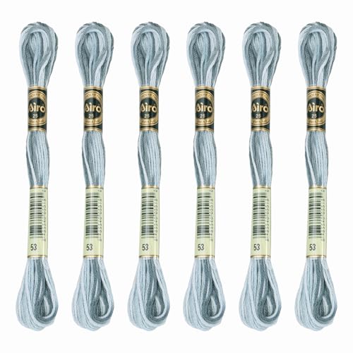 Image of PATIKIL 6 Skeins Embroidery Floss, Polyester Embroidery Threads Bracelets String for Cross-Stitch Hand Embroidery, Gray White