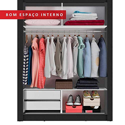 Guarda-roupa Solteiro Madesa Dallas 2 Portas de Correr com Espelho 2 Gavetas