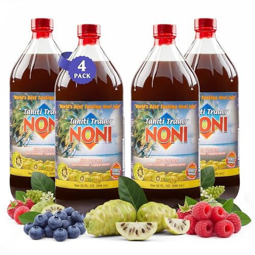 Image of Tahiti Trader Original High Potency Noni Juice - Pure Noni Fruit Juice - Antioxidant Superfood Supporting Energy & Body Health - (32oz, 4 Pack)