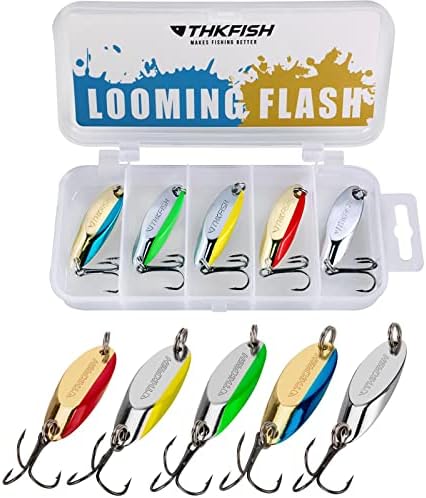 THKFISH Fishing Lures Trout Lures Fishing Spoons Lures for Trout Pike Bass Crappie Walleye Color B 1/5oz 5pcs
