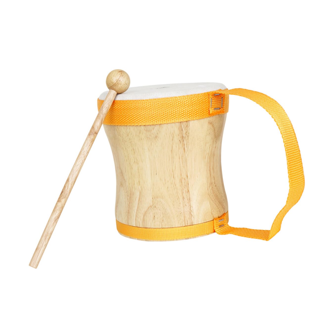 JEWEDECO Handmade Wooden Drum with Sheepskin Head Music Instrument for Classroom and Home