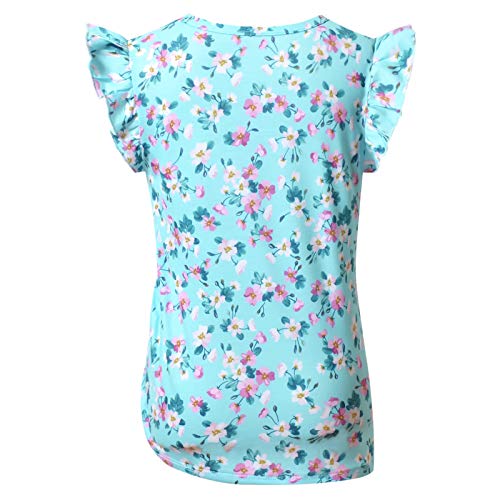Image of Perfashion Girls Flutter /Long Sleeve Cotton T-Shirts Side Drawstring Tunic Blouse Round Neck Casual Tops for 4-13Years