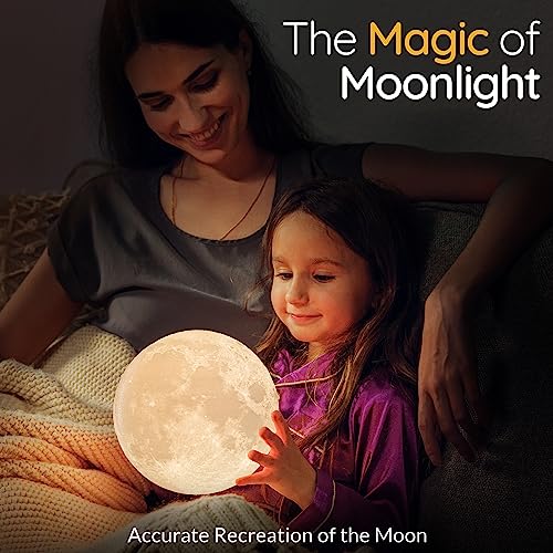 Mind-Glowing Moon Lamp - 3D Moon Night Light For Kids Bedroom - 16 Color Led Moon Ball For Space Decor - Magical Globe Nightlight With Stand, Touch/Remote - Cool Gifts For Girls & Boys (7.1 Inch) #TOP1