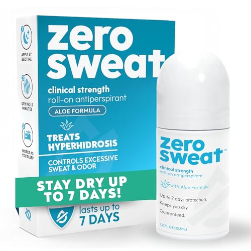 ZeroSweat Antiperspirant Deodorant with Aloe | Clinical Strength Hyperhidrosis Treatment - Reduces Armpit Sweat for Up To 7-days per Use - Protection from Excessive Sweating and Odor for Men and Women