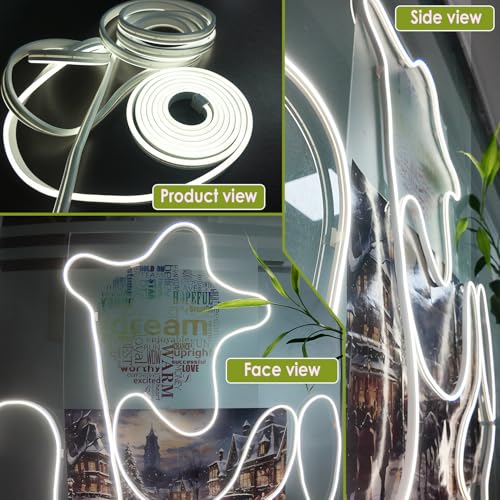 Image of 10FT Indoor Rope Lights, LED Vanity Lights for Mirror, Dimmable Rope Light Hollywood Style White Neon Rope Light for Makeup Vanity Table & Bathroom, Bedroom, Mirror not Included